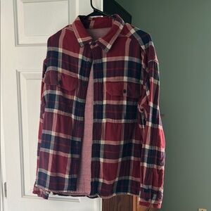 Red and Blue Plaid Button-Up Shirt